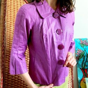 Mac and Jac Three Quarter Sleeve Shimmery Purple Peplum Jacket - Medium